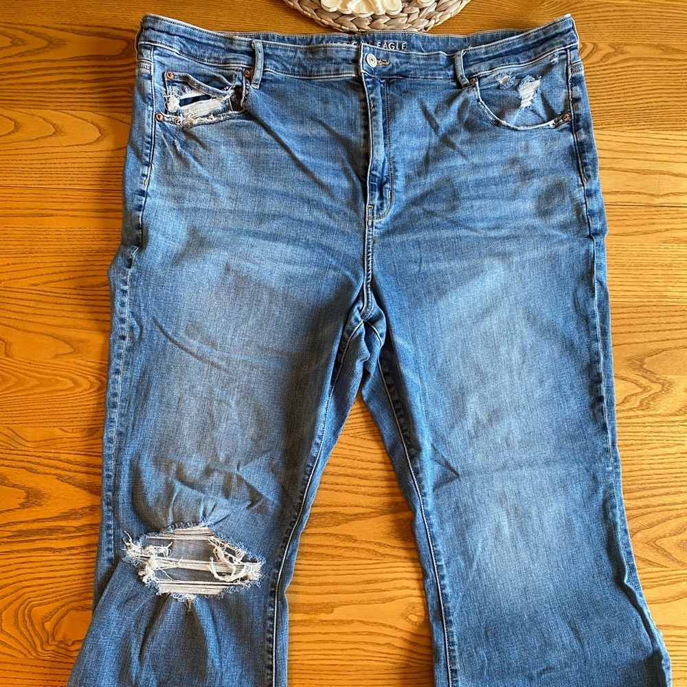 American Eagle Outfitters Distressed Light Blue Flare Jeans